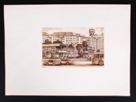 19 db kis méretű jelzés nélküli rézkarc a BKV járműveiről, 9×14 cm