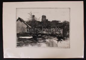 Jelzés nélkül: Kisnána várrom. Rézkarc, papír, fóliában, 29×39 cm