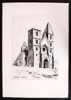 Jelzés nélkül: Zsámbék, templom. Litográfia, papír, fóliában, 39×29 cm