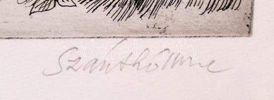 Szánthó Imre (1925-1998): Nagybörzsöny Szt. István templom. Rézkarc (próba), papír, jelzett, 29×39 c...