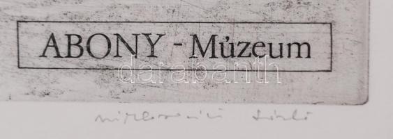 Miskolczi László (1923-1988): Abony Múzeum. Rézkarc, papír, jelzett, 29×39 cm