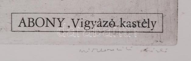 Miskolczi László (1923-1988): Abony, Vigyázó kastély. Rézkarc, papír, jelzett, 29×39 cm