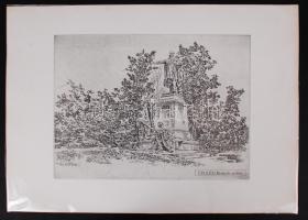 Miskolczi László (1923-1988): Kossuth szobor. Rézkarc, papír, jelzett, 29×39 cm