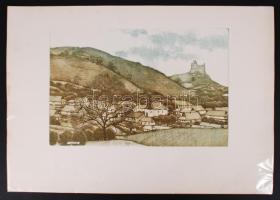 Gaál Domokos (1940-2009): Hollókő. Rézkarc, papír, jelzés nélkül, 29×39 cm