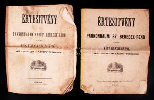 Értesítvény a Pannonhalmi Szt-Benedek-rend Győri főgimnáziumáról az 1871 és 1872 tanév végén. Győr, 1874. Gross 51p. 2 db