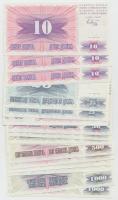 Bosznia-Hercegovina 1992. 10D-1000D (18x) T:I Bosnia and Hercegovina 1992. 10 Dinara - 1000 Dinara (18x) C:UNC