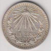 Mexikó 1922. 1P Ag (16.59g) T:2- Mexico 1922. 1 Peso Ag (16.59g) C:VF