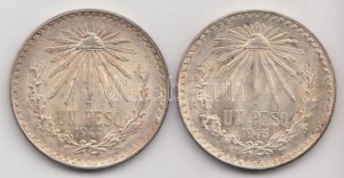 Mexikó 1943/44 1P Ag (2x) (16.63g/16.69g) T:2 Mexico 1943/44 1 Peso Ag (2x) (16.63g/16.69g) C:XF