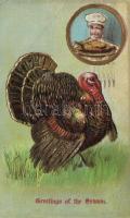 Greetings of the Season turkey, Emb. litho (fa)