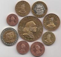 2004. 1c-5€ Magyar Köztársaság Euro sorának 9db klf próbaverete dísztokban T:PP