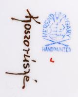 Herendi arany virágos bonbonier, kézzel festett, jelzett (Koszorúsné), hibátlan, 12×14 cm / Herend s...