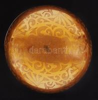 Koszorúsné jelzéssel, arany keleti mintás bonbonier, kézzel festett, hibátlan, d:12 cm, m:7 cm
