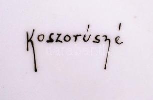 Koszorúsné jelzéssel, arany keleti mintás bonbonier, kézzel festett, hibátlan, d:12 cm, m:7 cm