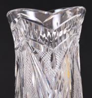 Metszett ólomkristály váza 800-as tisztaságú, jelzett ezüst (Ag) talpon / 
Cut crystal vase on 800/1...