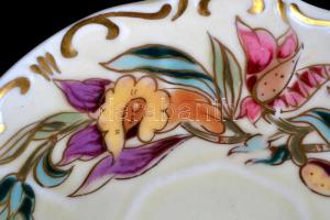 Zsolnay búzavirág mintás mokkás csésze és csészealj, kézzel festett, jelzett, hibátlan