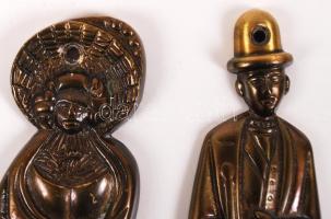 2db, női és férfi, bronz WC-jelzés / 
Toilette signs from bronze, 16cm