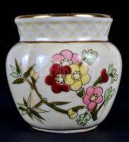 Zsolnay búzavirág mintás mini kaspó, kézzel festett, jelzett, hibátlan, m:7 cm, d:5 cm