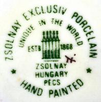 Zsolnay búzavirág mintás mini kaspó, kézzel festett, jelzett, hibátlan, m:7 cm, d:5 cm