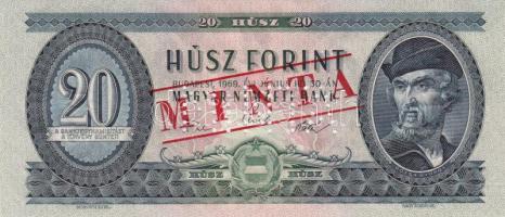 1969. 20Ft "MINTA" perforációval és felülnyomással "C 000 001268" sorozatszámmal T:I