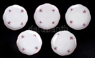 Zsolnay virág mintás csészealj, jelzett, hibátlan, matricás, összesen: 5 db