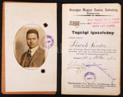 1925 Országos Magyar Zenészszövetség és Nyugdijintézete, fényképes tagsági könyv