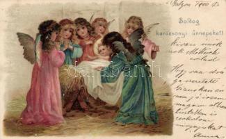 Christmas angels, litho