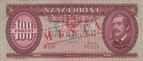 1962. 100Ft "MINTA" perforációval és felülnyomással "B 039 015251" T:I