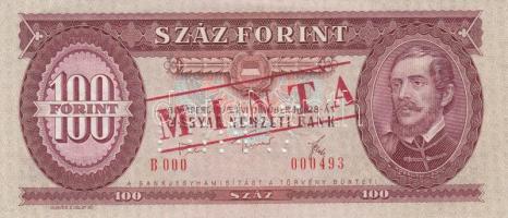 1975. 100Ft "MINTA" perforációval és felülnyomással, "B 000 000493" T:I
