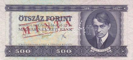 1975. 500Ft "MINTA" perforációval és felülnyomással "E 000 000329" sorozatszámmal T:I