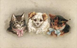 Dog and cats, litho (EK)