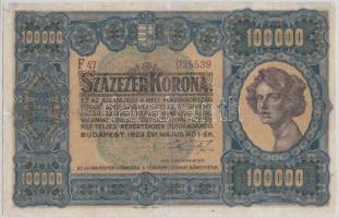 1923. 100.000K "Orell Füssli Zürich" barna sor- és sorozatszám T:restaurált
