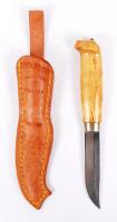 Marttini Lynx Knife exkluzív finn vadászkés. 200mm, penge 90mm nyírfa markolattal, bőr tokban / Exclusive Finnish hunter knife
