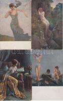 5 db régi, erotikus képeslap / 5 erotic postcards, pinx. Enjolras. Max Klinger, J. Mandl, Tolnay, Mascarini