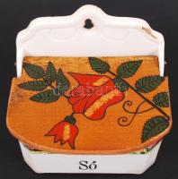 Cca 3 db-os  Gránit kerámia fűszertartó szett, sérült, matricás, 14×10 cm, m:15 cm