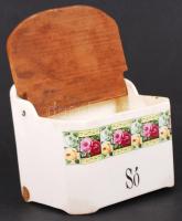 Cca 3 db-os  Gránit kerámia fűszertartó szett, sérült, matricás, 14×10 cm, m:15 cm