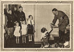 Adolf Hitler meeting children, NS Propaganda, the Führer's 50th birthday Ga. (fa)