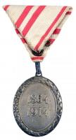 1914. "A Vörös Kereszt Ezüst Díszérme hadidíszítménnyel" fémjelzetlen ezüst kitüntetés mel...
