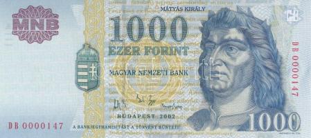 2002. 1000Ft (2x) "DB 0000146/DB 0000147" T:I