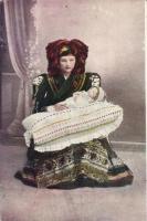 Matyó asszony csecsemővel / Hungarian folklore, Matyó woman with her baby