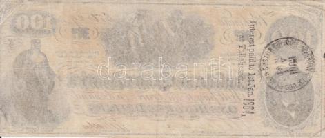 Amerikai Konföderációs Államok / Richmond 1864. október 29. 100$ vízjeles papír, piros sorozat és so...
