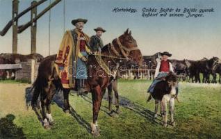 Hortobágy, csikós bojtár és bojtár gyerek, Hungarian folklore, shepherd and sheperd boy