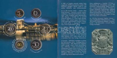 2009. 5Ft-200Ft 6klf db dísztokos szettben "Lánchíd" + 2010. 5Ft-200Ft 6klf db "Himnu...