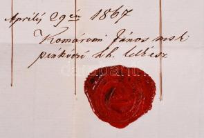 1867 pálóci Horváth Mária földbirtokos, mecénás halotti anyakönyvi kivonata Komáromi János lelkész a...