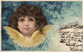 Angel, flower, litho