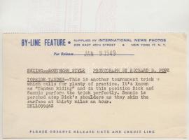 1949 Richard B. Pope: Vizisí; sajtófotó New Yorkból (apró betépődés) / Water ski press photo (minor ...