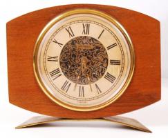 Sérült art-deco kandalló óra, 2 db retró asztali óra, müködik