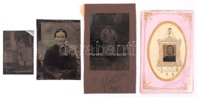 cca 1900-1920 4 db kfl méretű ferrotípia, egy kép cégjelzéssel / 4 ferrotyp photos