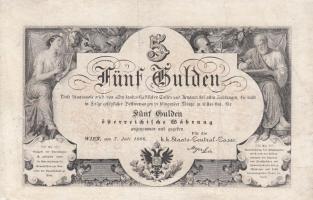 1866. 5G "K.K.Staats-Central-Cassa" T:restaurált, szép állapotban Adamo G98.