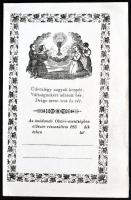 cca 1850 Emlék az első szent áldozásra. Kitöltetlen emléklap 2db fametszettel, 16x10,5cm