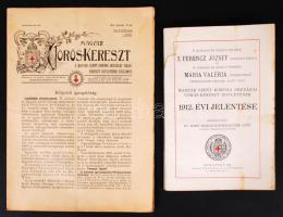 1910 és 1918 Magyar Szent Korona Országai Vörös-Kereszt Egyenletének 1912. évi jelentése, foltos + 1918. Magyar Vörös-Kereszt újság